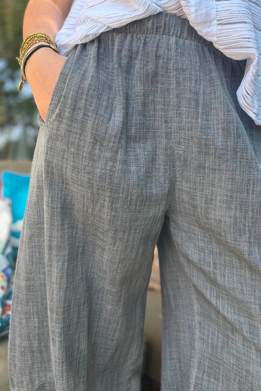Frame Cotton Vintage Wash Barrel Pant Charcoal